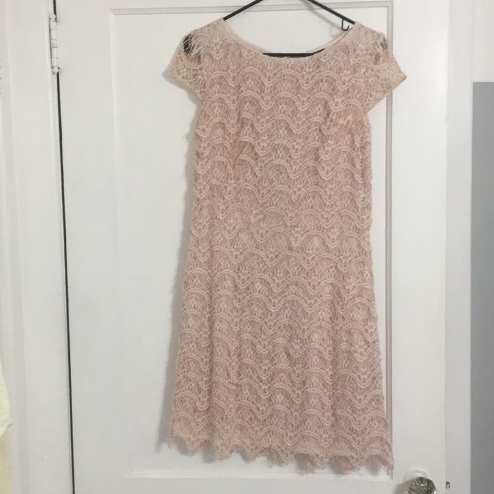 Blush pink lace dress